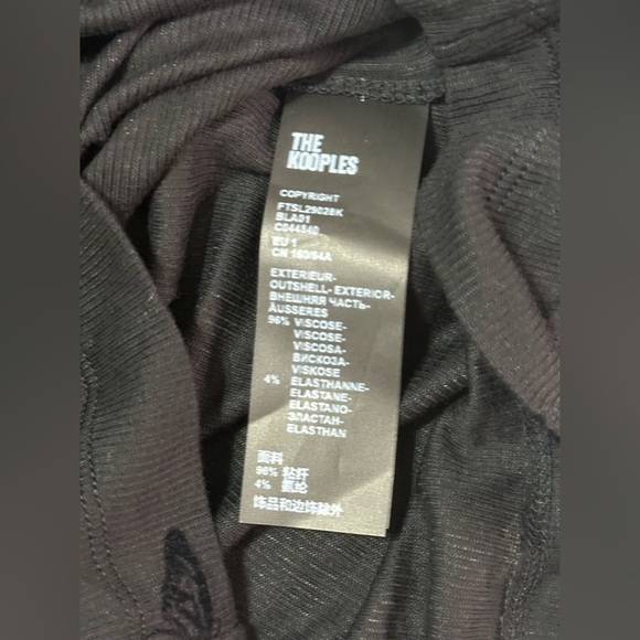 NWT The Kooples Flocked Butterfly Long-Sleeve Ribbed Tee 1 (S) Black Crest - Picture 9 of 11